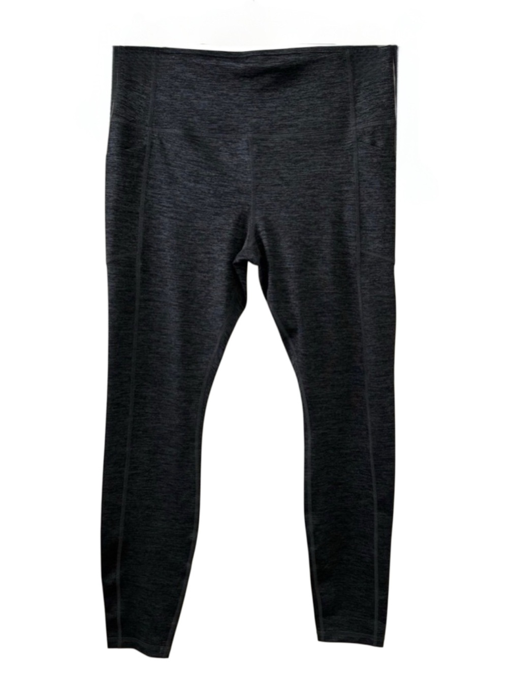 Avia Heathered Gray Leggings L 12-14 Side Pockets Drawstring Yoga 27”